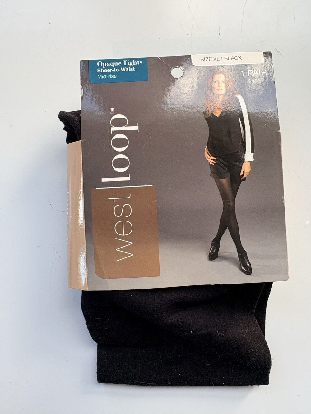 NEW West Loop Tights Black Opaque XL Sheer to Waist Nylon Spandex NOS